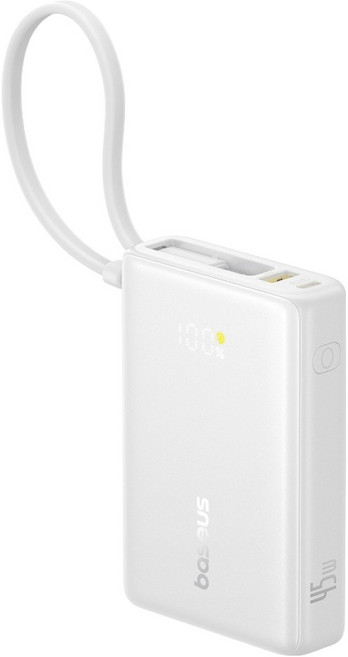 베이스어스 케이블 일체형 보조배터리 45W 10000mAh, 문 화이트, PPPG-1W45C
