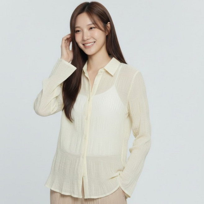 페이퍼먼츠 미엘로 소프트 플리츠 링크 블라우스 14262