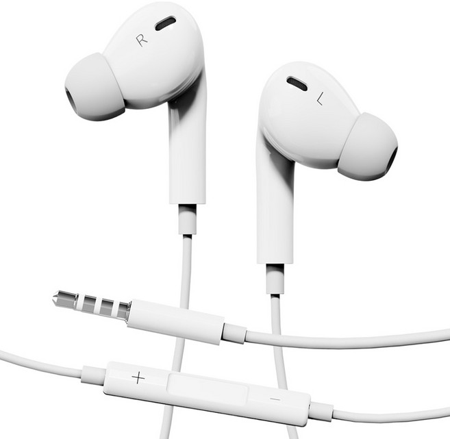 누아트 스테레오 이어팟 커널형 유선 이어폰 3.5mm, 화이트