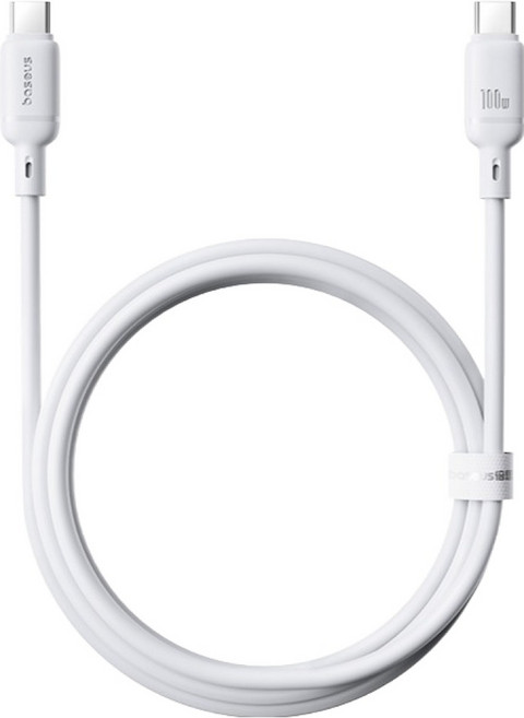 베이스어스 실키시리즈 C타입-C타입 초고속 충전 케이블 100W, 문 화이트, 1개, 1m
