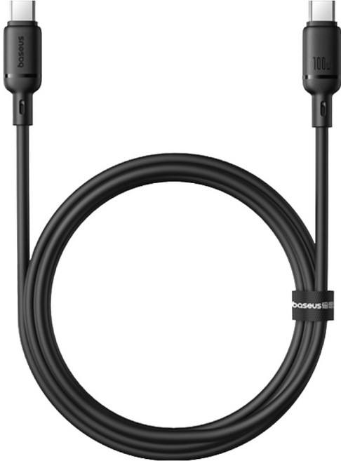 베이스어스 실키시리즈 C타입-C타입 초고속 충전 케이블 100W, 클러스터 블랙, 1개, 1m
