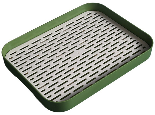 온 라이프 다용도 물빠짐 서빙 트레이, 그린, 1개