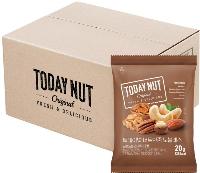투데이넛 너트한줌 노블레스 믹스넛, 20g, 50개