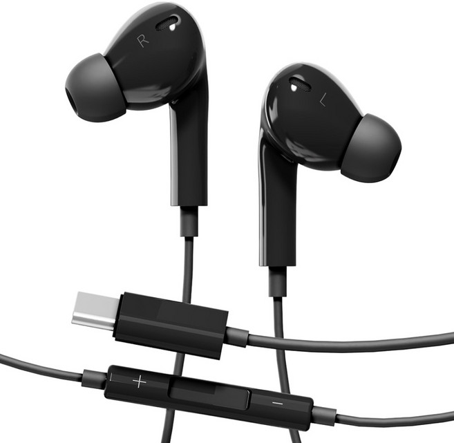 누아트 스테레오 이어팟 커널형 유선 이어폰 C타입, 블랙