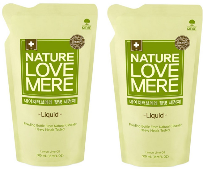 네이쳐러브메레 젖병 세정제 액상 리필, 500ml, 2개