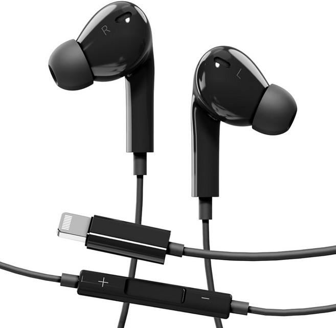 누아트 스테레오 이어팟 커널형 유선 이어폰 8핀, 블랙