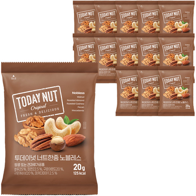 투데이넛 2주플랜 너트한줌 노블레스, 20g, 14개