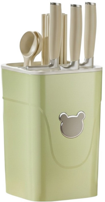 쿠쏘 다용도 물빠짐 수저통 칼꽂이, 그린, 1개