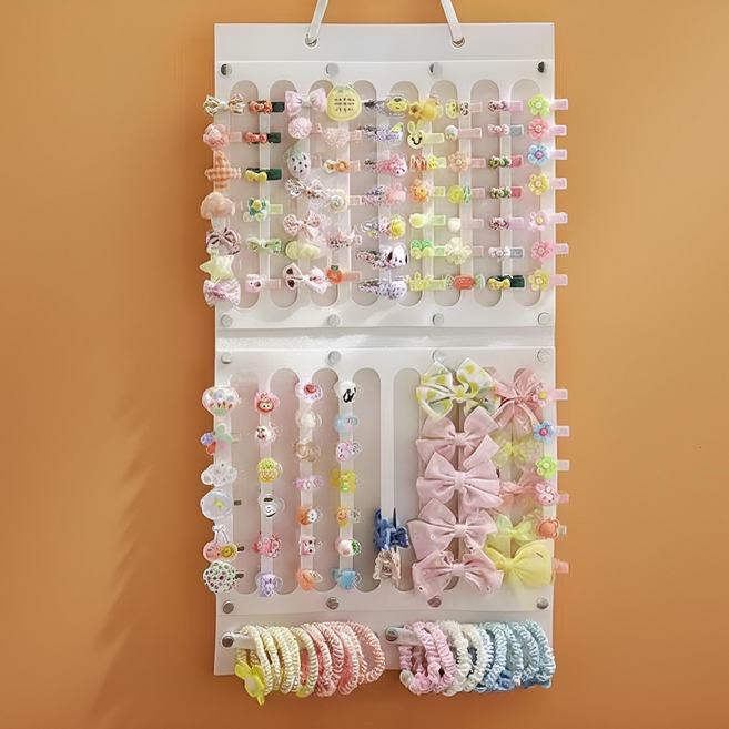 쏙쏙채움 펠트 벽걸이가 되는 가방 머리핀 벽걸이 수납품 세로형 Free, 화이트, 1개