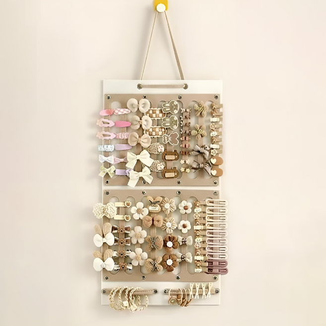 쏙쏙채움 펠트 벽걸이가 되는 가방 머리핀 벽걸이 수납품 세로형 Free, 밀크티, 1개