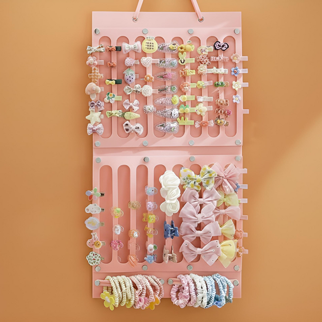 쏙쏙채움 펠트 벽걸이가 되는 가방 머리핀 벽걸이 수납품 세로형 Free, 핑크, 1개