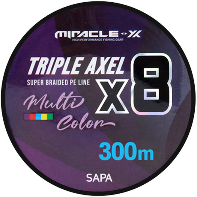 SAPA Miracle Triple Axel 8股編織釣魚線, 1個, 五色多色