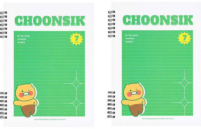 카카오프렌즈 춘식이 비비드 하드 커버 스프링 노트, 2개, 라인