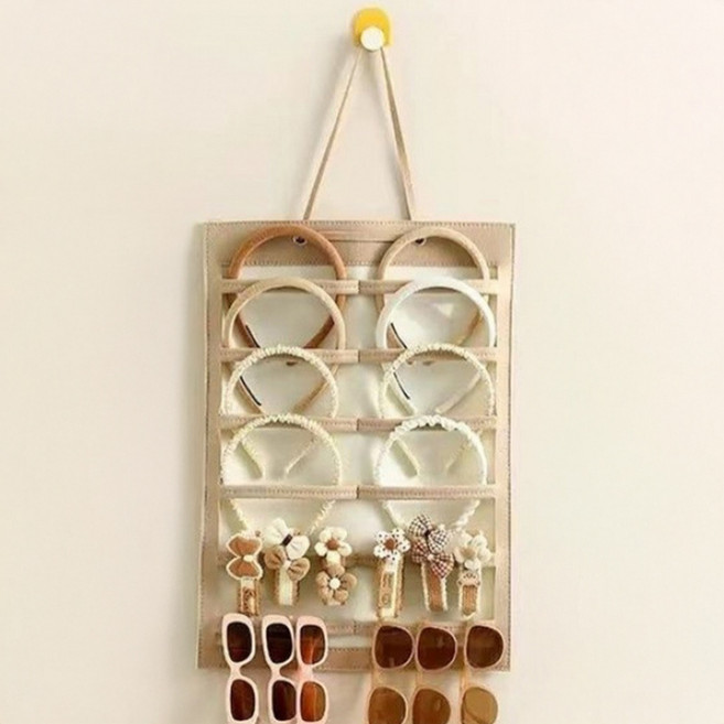 쏙쏙채움 머리핀 수납 펠트 벽걸이가 되는 가방, 밀크티 가로형