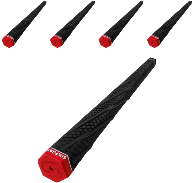 골프데이 틀어지지 않는 미끄럼방지 헥사곤 아이언 디자인 골프그립, 검 + 빨, 5개