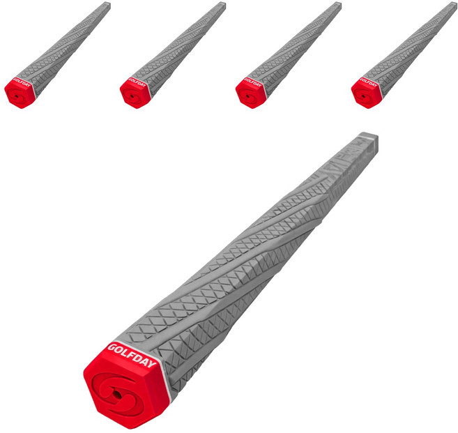 골프데이 틀어지지 않는 미끄럼방지 헥사곤 아이언 디자인 골프그립, 회 + 빨, 5개