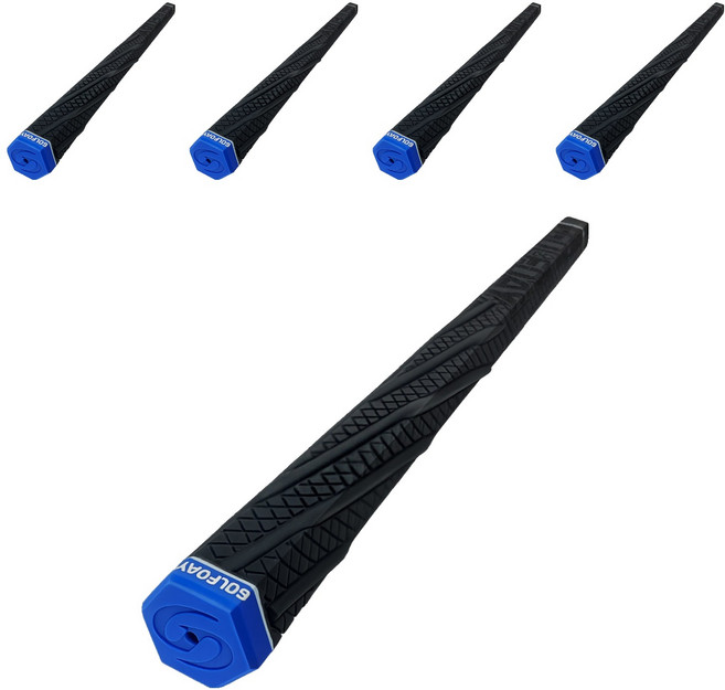 골프데이 틀어지지 않는 미끄럼방지 헥사곤 아이언 디자인 골프그립, 검 + 파, 5개