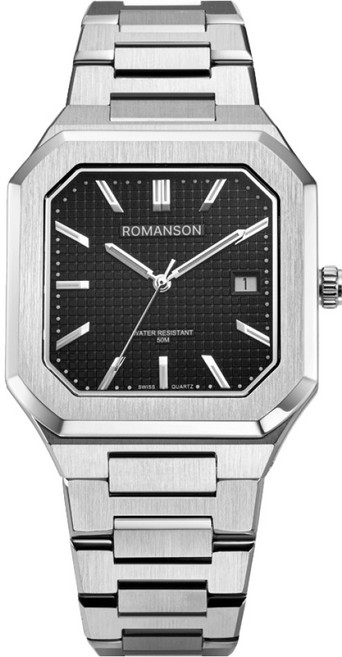 ROMANSON 男士 Audier Octagonon 方形白色金屬手錶 RWTMMM6BS001WHBK0