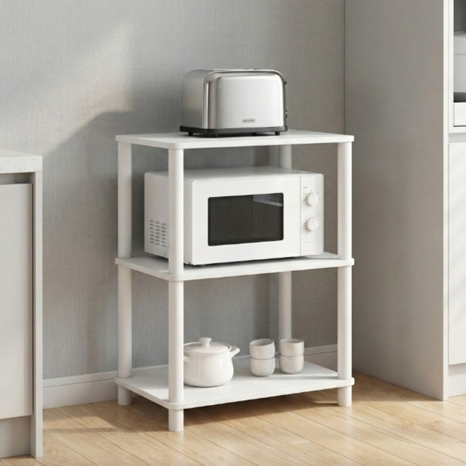오브민 LPM 다용도 조립식 수납 진열 전자레인지 선반, 화이트, 3단