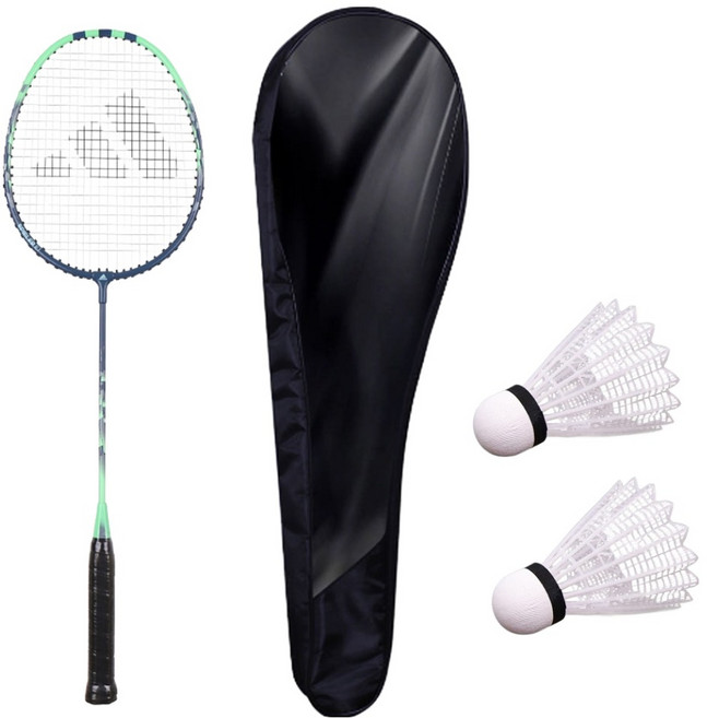 아디다스 배드민턴 라켓 SPIELER E1 원더스틸 + 풀커버 + 셔틀콕 2p 세트, 1세트, ADBADMIN_GR1_CV1_SH2