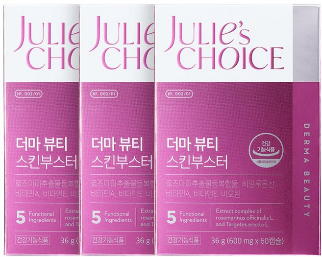 줄리스초이스 비오틴 히알루론산 홈케어 더마 뷰티 스킨부스터 36g, 3개, 60정