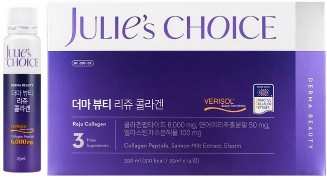 줄리스초이스 더마 뷰티 리쥬 프리미엄 연어 마시는 저분자 펩타이드 엘라스틴 제로슈가 액상콜라겐 14p, 1개, 14회분 - 쿠팡