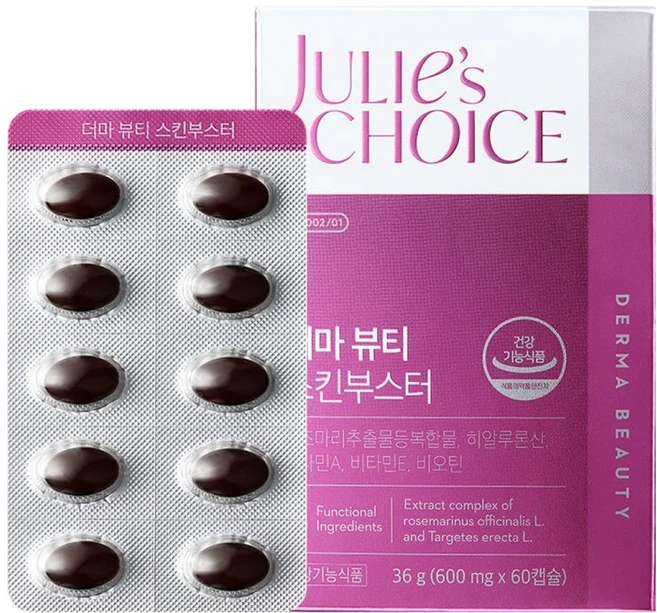 줄리스초이스 비오틴 히알루론산 홈케어 더마 뷰티 스킨부스터 36g, 1개, 60정 - 쿠팡