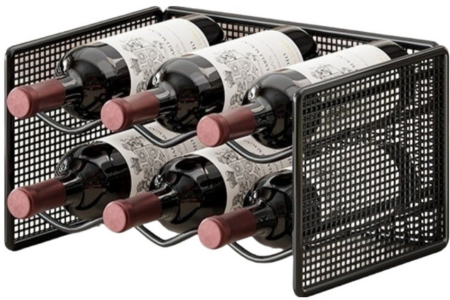 미네릭 모던 레드 와인 수납 선반 거치대 소형, 블랙, 1개