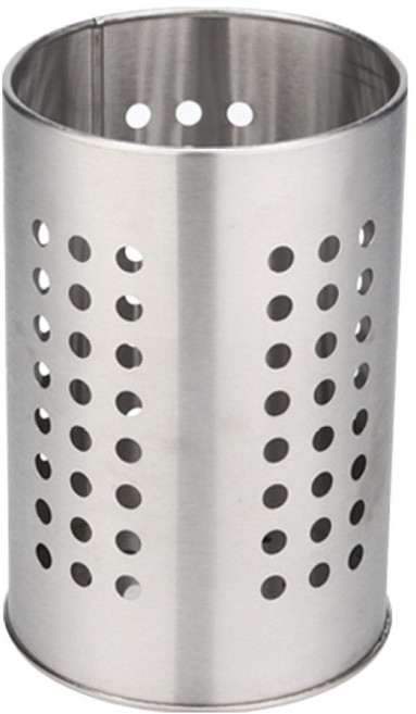 쿠쏘 스테인리스 원형 수저통 A 대형 12 x 18 cm, 실버, 1개