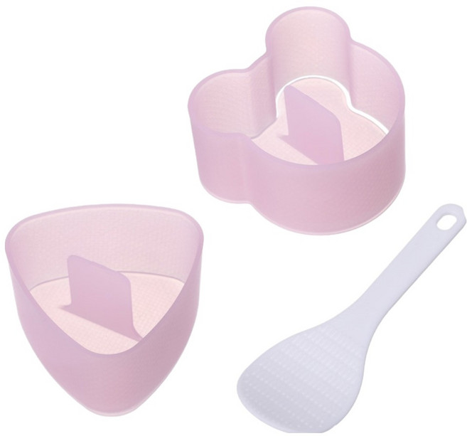 아워웍스 삼각 주먹밥틀 + 곰돌이 무스비 메이커 세트, 핑크, 1세트