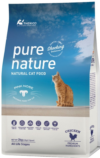 퓨어네이쳐 고양이 치킨 사료=, 헤어볼 예방, 2kg, 1개