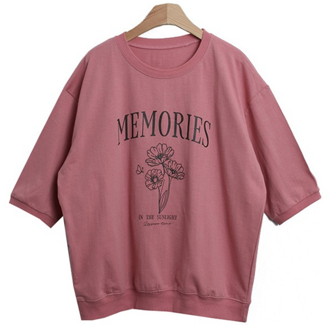 Andaromi 七分 Memories 花卉大學T