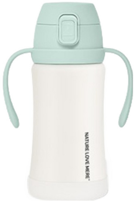 네이쳐러브메레 애니멀 프렌즈 원터치 스테인리스 빨대컵, 후레쉬민트, 1개, 300ml