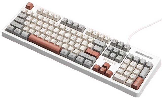 지오맥스 LED 커스텀 104 저소음 유선 키보드, 레드 + 그레이, GM-YK2100, 제조사축