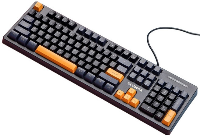 지오맥스 LED 커스텀 104 저소음 유선 키보드, 블랙 + 옐로우, GM-YK2100, 제조사축