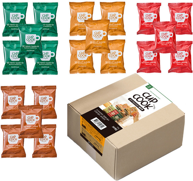 컵쿡에브리데이 맛있는 프리미엄 미역국 5p + 황태국 5p + 김치국 5p + 된장국 5p 멀티팩 세트, 1세트, 6g