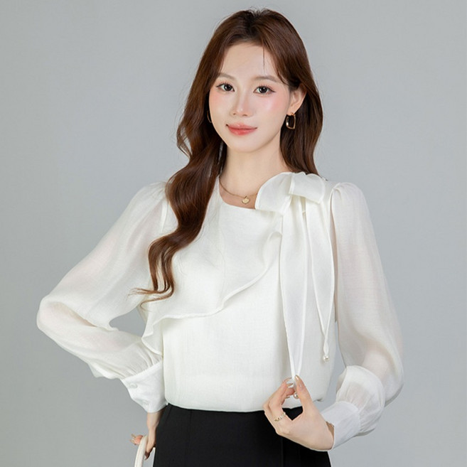 LUNA GIRL 女款莫波利斯蝴蝶結雪紡襯衫 L26SPBL012310