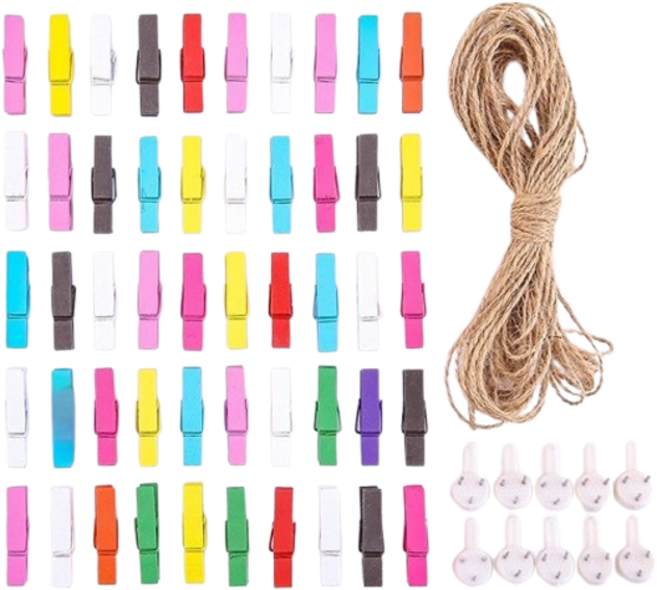 Zenlib 麻繩 DIY 照片夾 牆壁裝飾組, 混合色