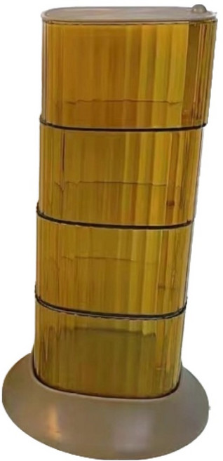 퍼셀론 여성용 회전식 플라스틱 액세서리 4단 수납함, 브라운, 1개