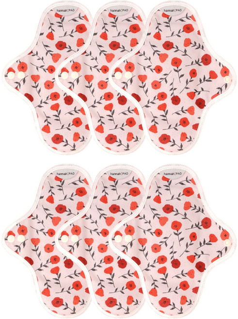 한나패드 커버 흡수체 유기농 면 다회용천생리대 P포피핑크, 6개, 1개입, 팬티라이너