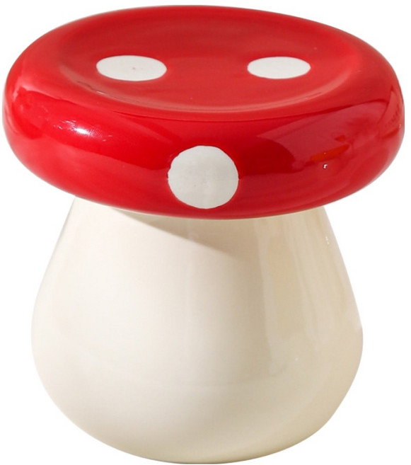 퍼셀론 귀여운 버섯 면봉 홀더, 레드, 1개
