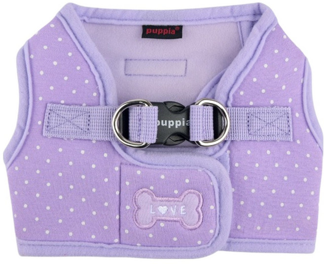 퍼피아 반려동물 입히기 편한 찍찍이 조끼 도트 하네스 AH301, 바이올렛, 1개