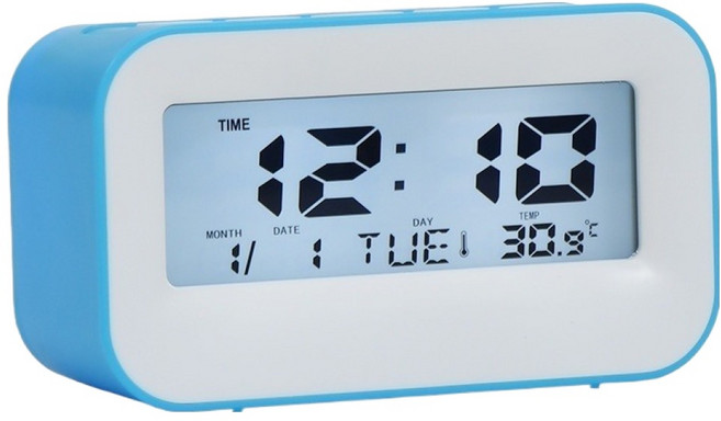 므뮤 투톤 디지털 미니 무소음 탁상시계, 블루