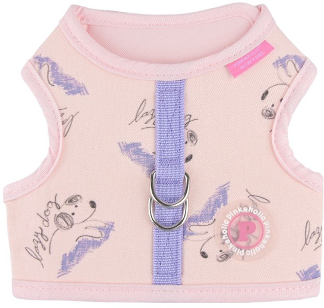 핑카홀릭 반려동물 키키 레이지독 입히기 편한 찍찍이 하네스 HJ7920, 라이트핑크, 1개