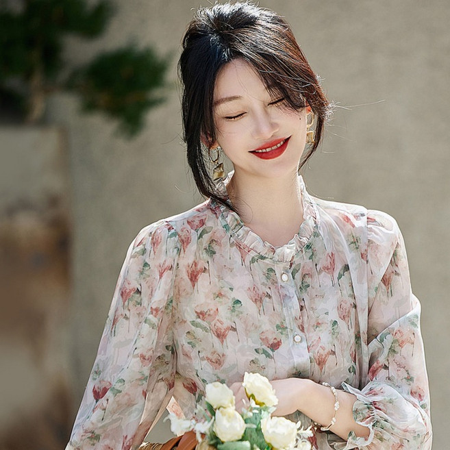 포플러앤씨 여성용 크란브룩 빅사이즈 쉬폰 블라우스 P26SPBL012012