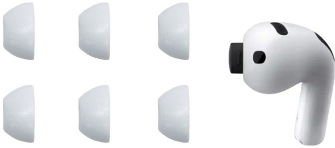 컴플라이 트루그립 맥스 에어팟 프로3 전용 차음성 극대화 라텍스 프리 폼 이어팁 S, 화이트, 6개