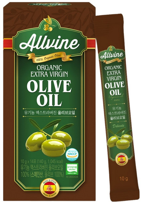 ALLVINE 유기농 엑스트라버진 올리브오일 스틱 14p, 140g, 1개