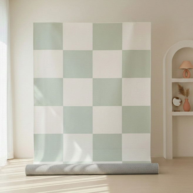 작은꾸밈 체커보드 거실 먼지없는 단모 워셔블 러그 카페트