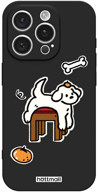 핫티몰 의자 위의 귤댕이 커플 블랙 휴대폰 케이스