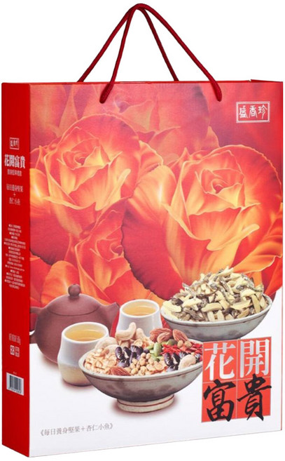 盛香珍 花開富貴禮盒 杏仁小魚 + 每日養身堅果, 500g, 1組